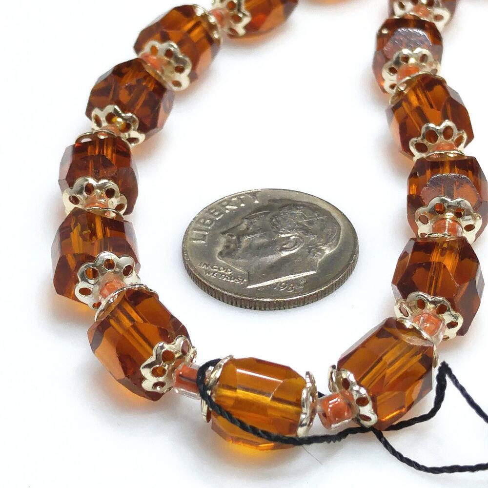 1950s Japan Hand Cut Topaz Crystal Beaded Necklace NOS Vintage Jewelry - Picture 9 of 10